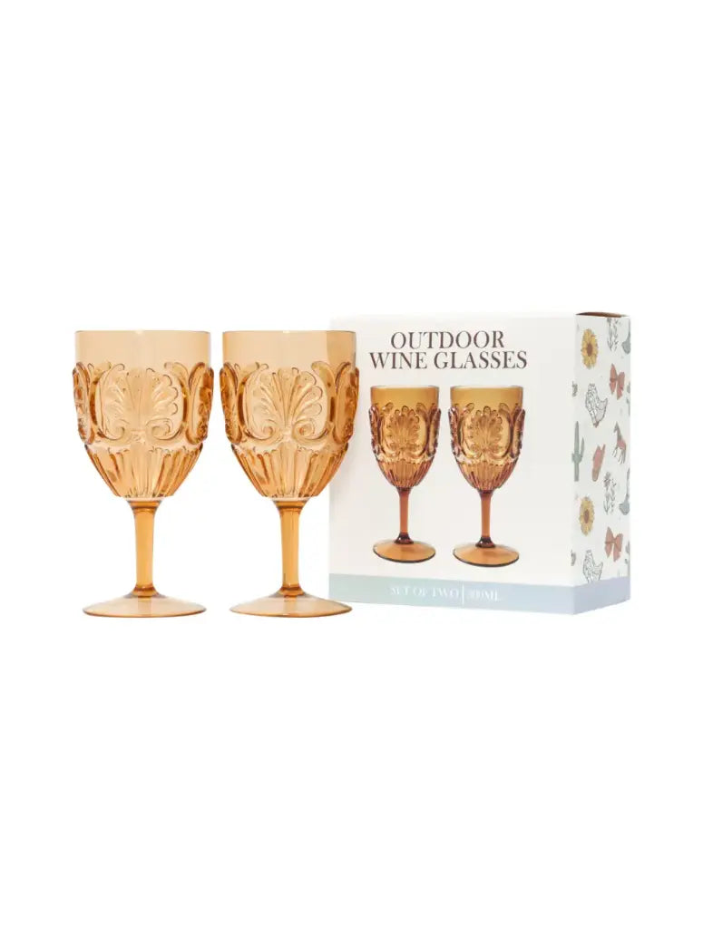 Saddle & Bloom Set of 2 Outdoor Wine Glasses