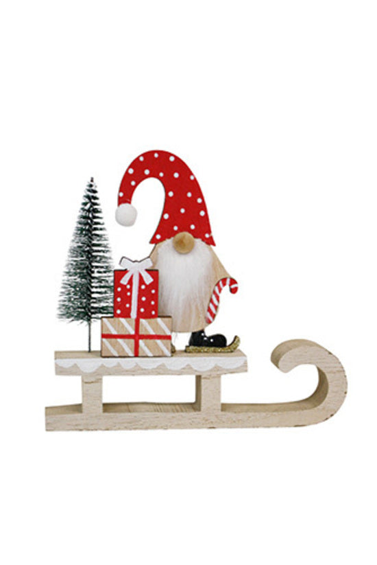 Wooden Santa on Sleigh w/Candy Cane