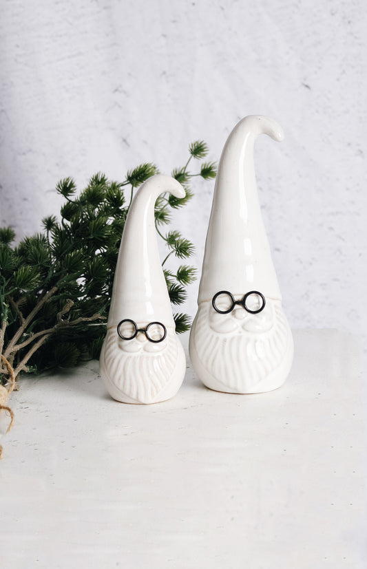Small Ceramic Santa w/Metal Glasses