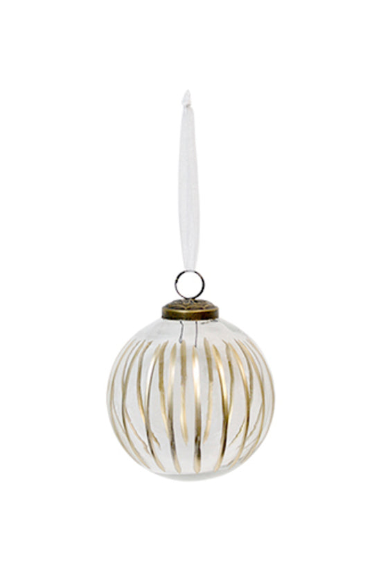Linear Cut Glass Bauble Clear/Gold