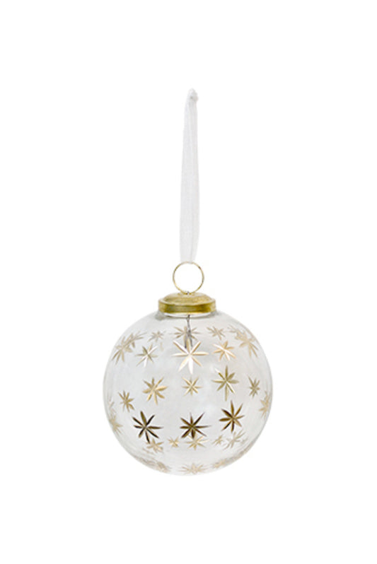 Stars Cut Glass Bauble Clear/Gold