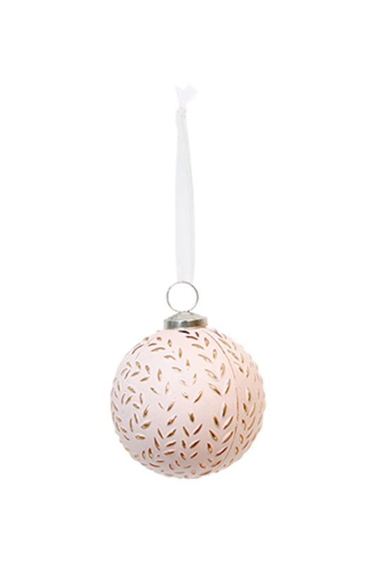 Pink Embossed Glass Bauble