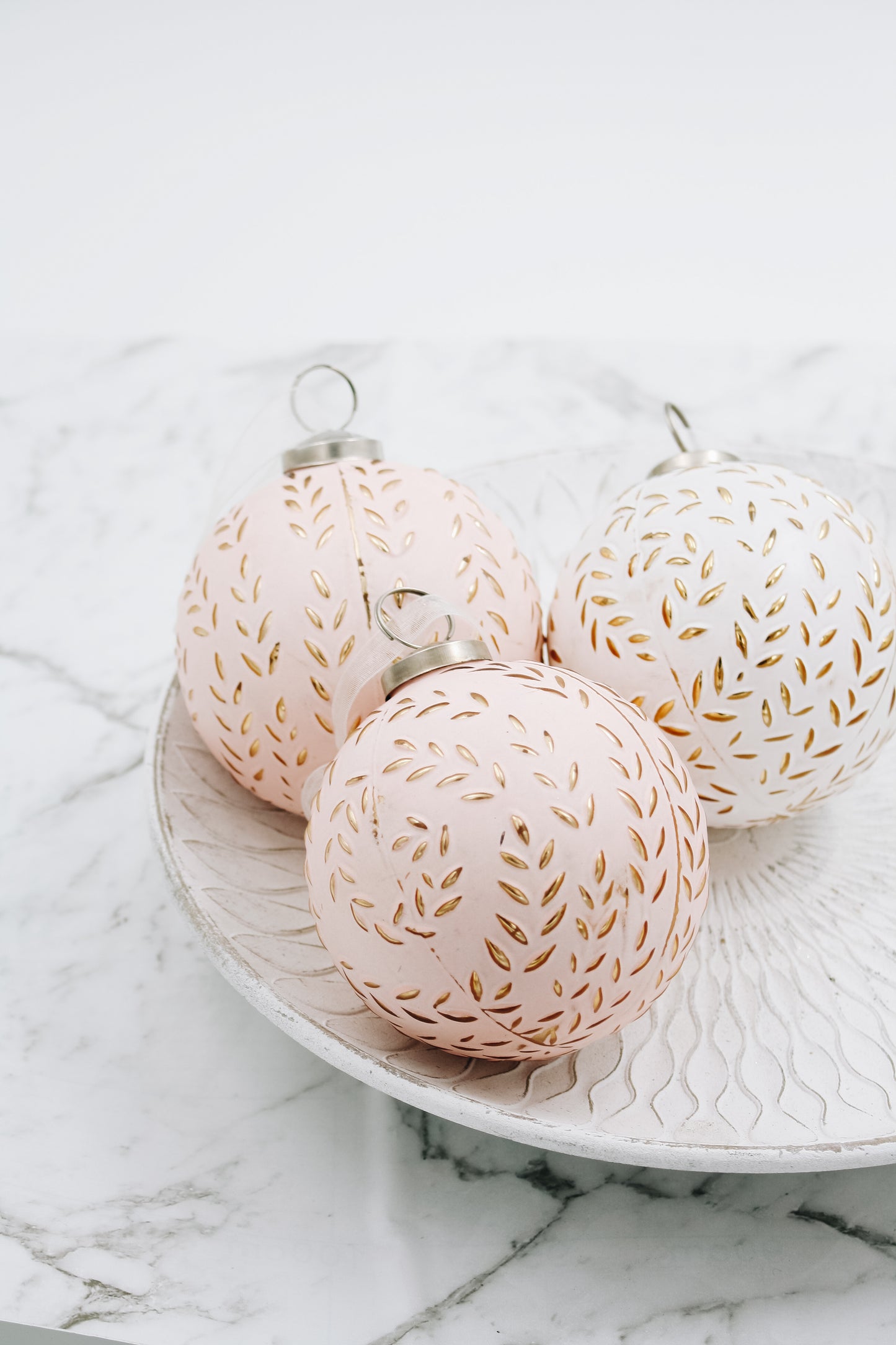 Pink Embossed Glass Bauble