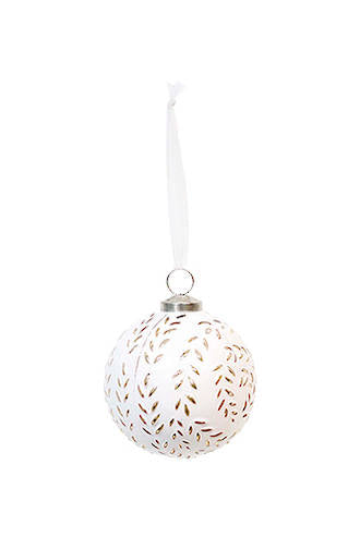 White Embossed Glass Bauble