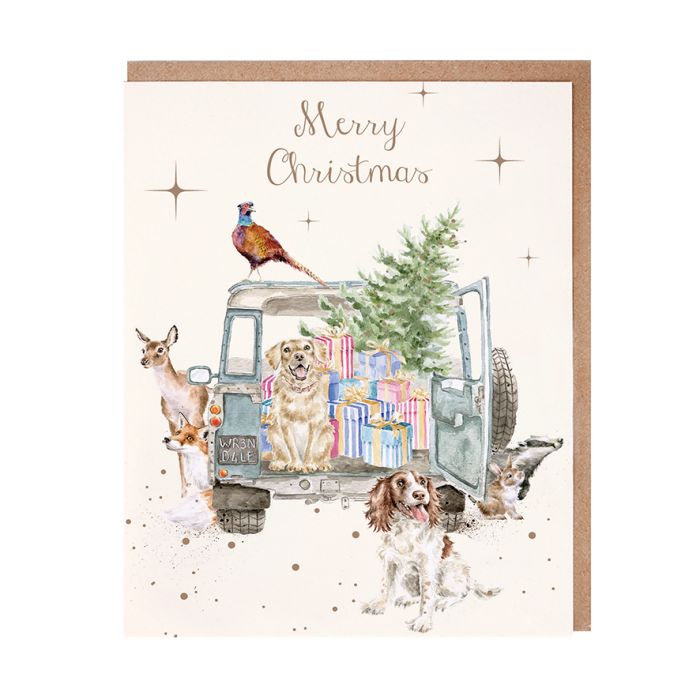 'Driving Home for Christmas' Dog and Woodland Animal Christmas Card Pack