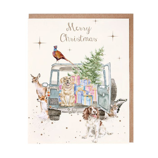 'Driving Home for Christmas' Dog and Woodland Animal Christmas Card Pack
