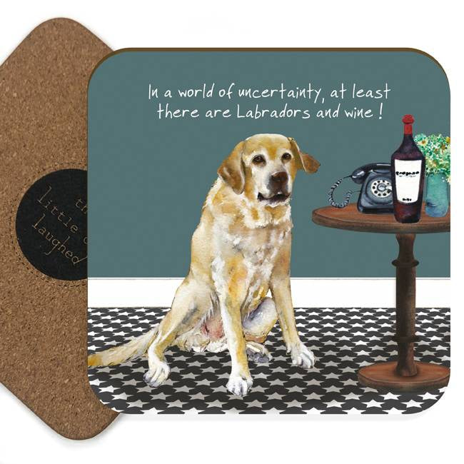 Little Dog Laughed - Lab And Wine - Coaster