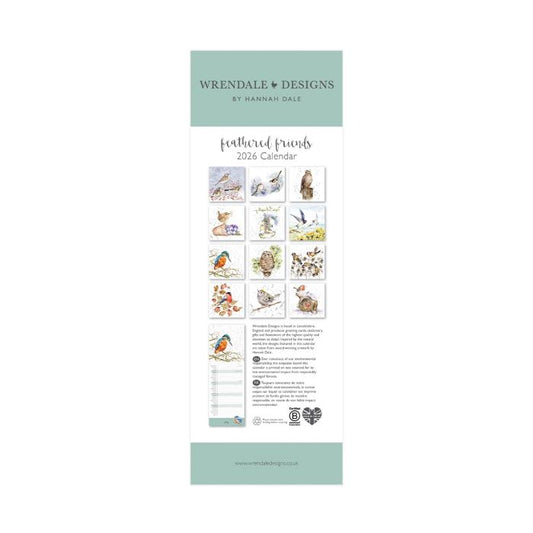 'Feathered Friends' Slim Calendar 2026