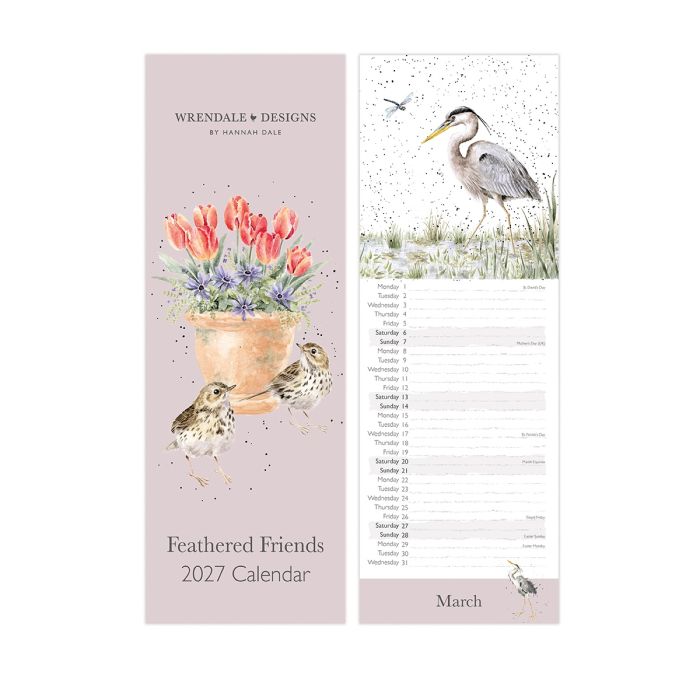 'Feathered Friends' Bird Slim Calendar 2027