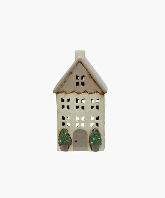 Christmas Tree Light house Stone with Pots Medium