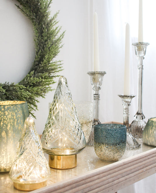 Glass Vintage Xmas Tree Med