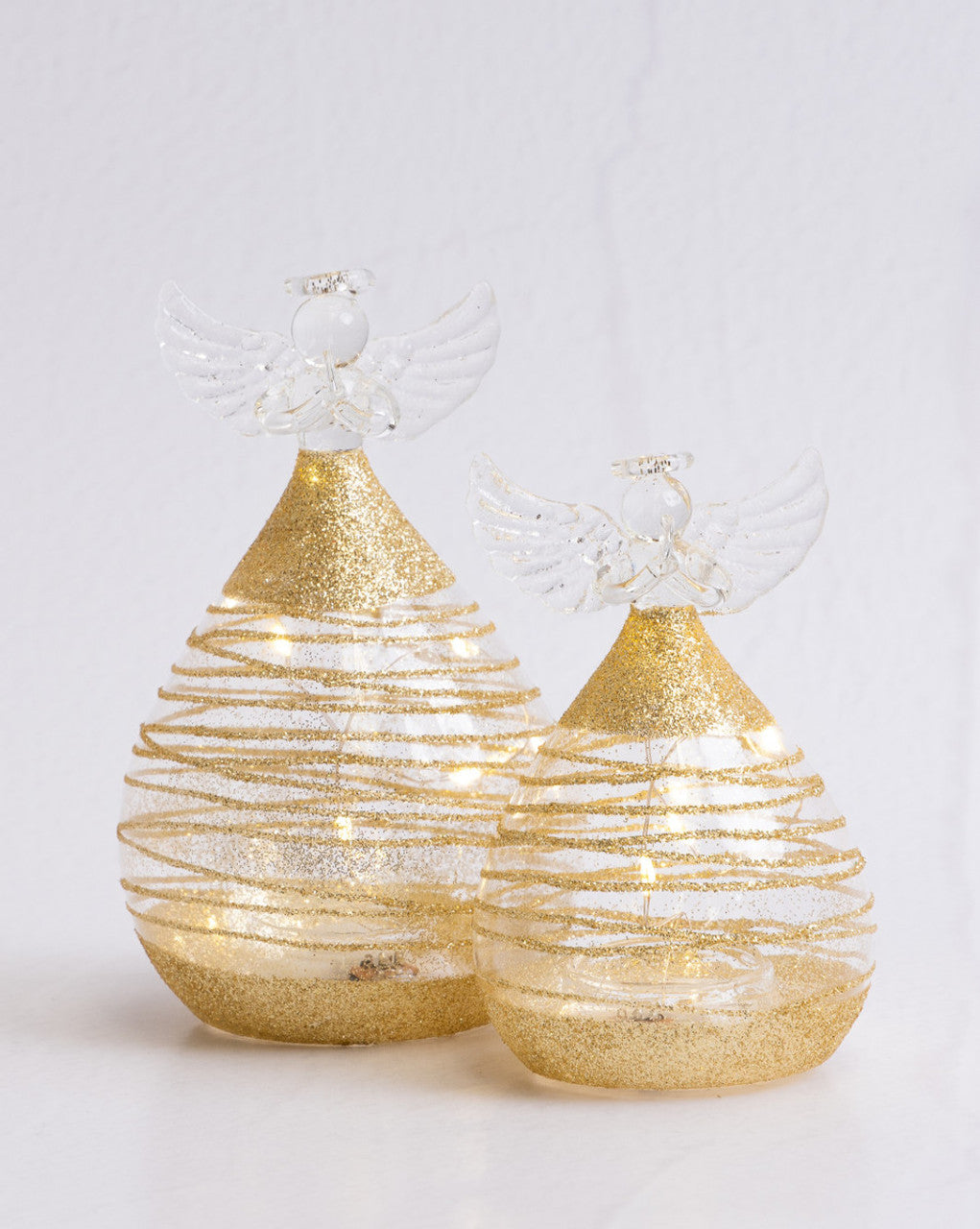 Gold Sparkle Round Glass Angel