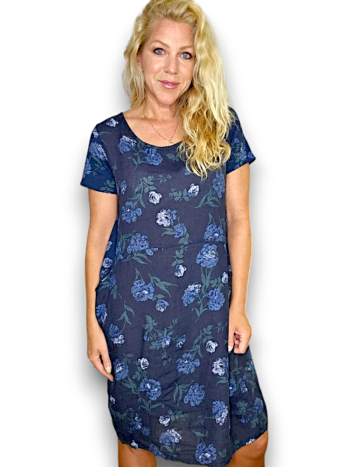 Helga May Petals of Blue Jungle Dress | Navy