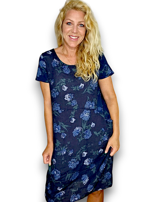 Helga May Petals of Blue Jungle Dress | Navy