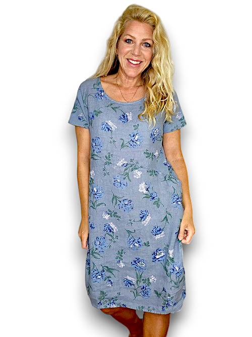 Helga May Petals of Blue Jungle Dress | Petrol
