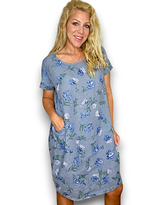 Helga May Petals of Blue Jungle Dress | Petrol