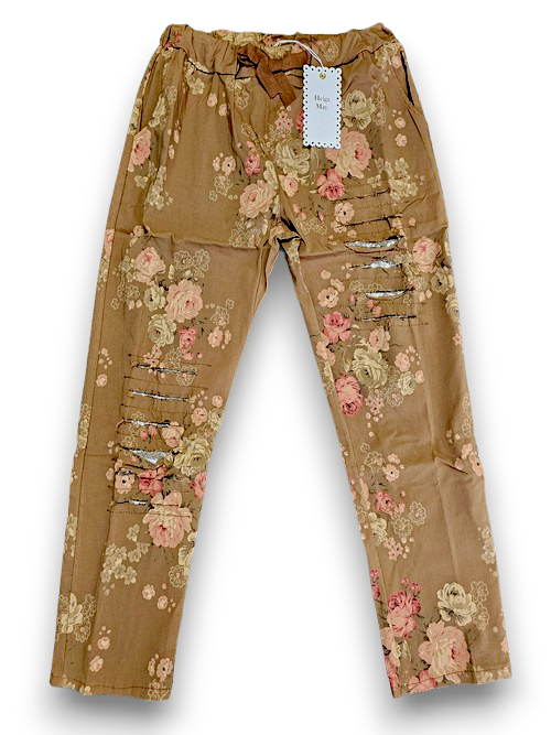 Coffee High Tea Sequin Ripped Pants