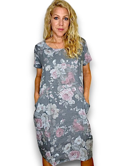Helga May Scarlett Rose Jungle Dress | Grey