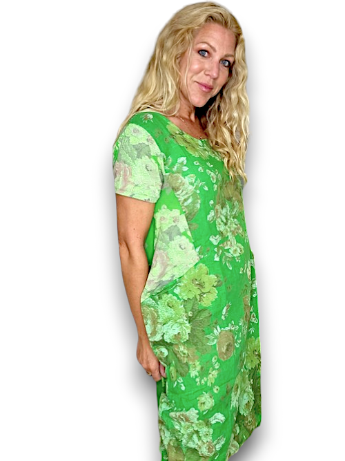 Helga May Scarlett Rose Jungle Dress | Bright Green