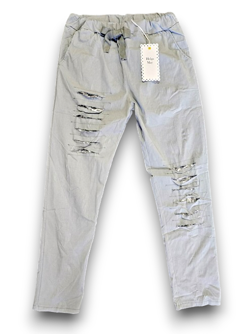 Grey Plain Ripped Pants