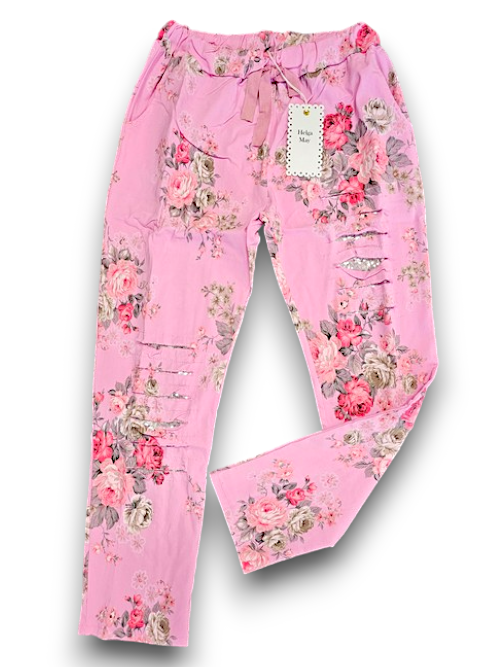 Bubblegum Pink High Tea Ripped Pants