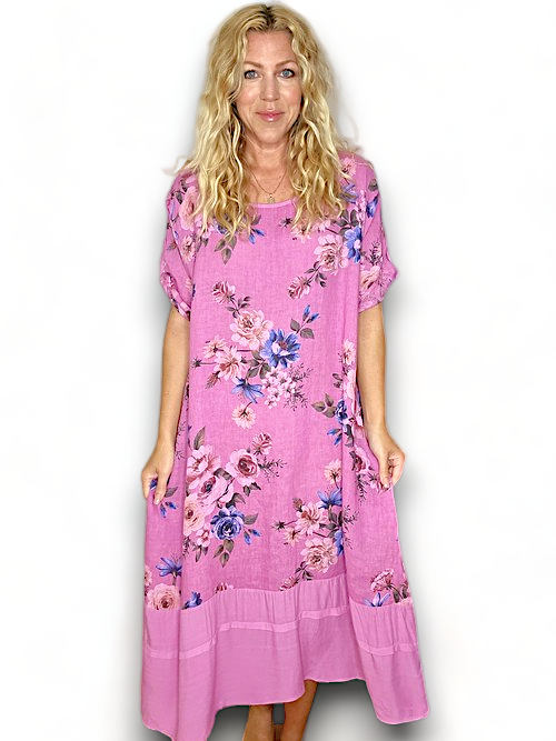 Berry Bundle Flora Button Sleeve Hem Dress