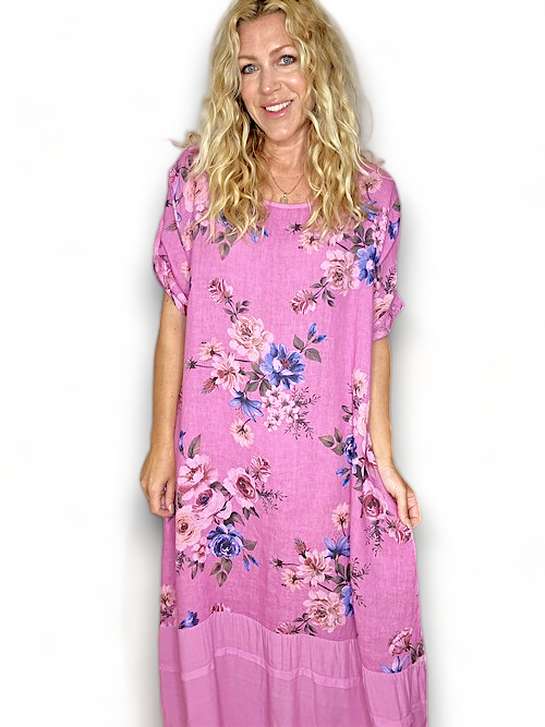 Berry Bundle Flora Button Sleeve Hem Dress