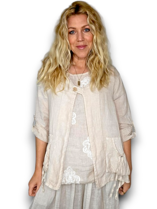 Helga May Beige Sequin Pocket Jacket
