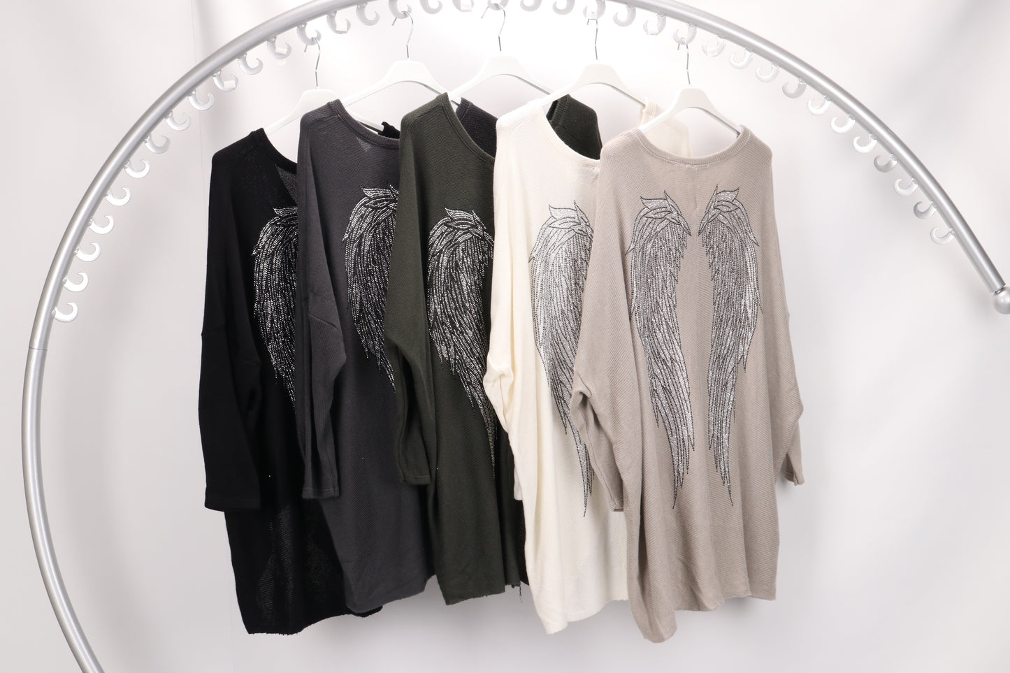 Raw Edged Embellished Angel Wing Knit