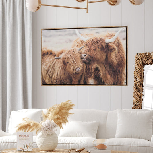 Home Sweet Home Highland Cows Framed Canvas 64x94