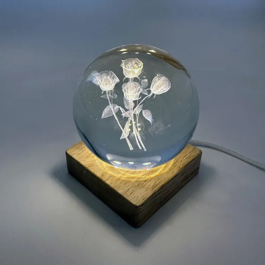 Roses Crystal Ball with Light