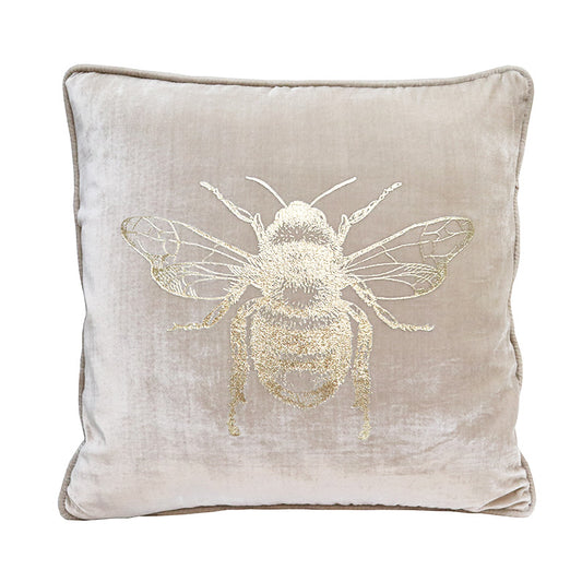 Velvet Bee Cushion | Ivory