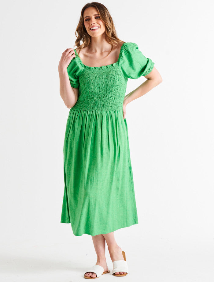 Ingrid Shoulder Dress | Bright Green