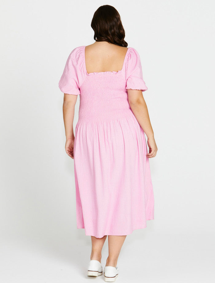 Ingrid Shoulder Dress | Prism Pink