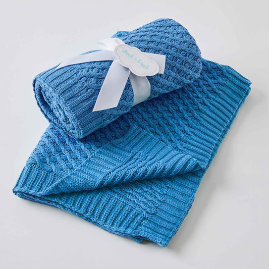 Harbour Blue Basket Weave Blanket