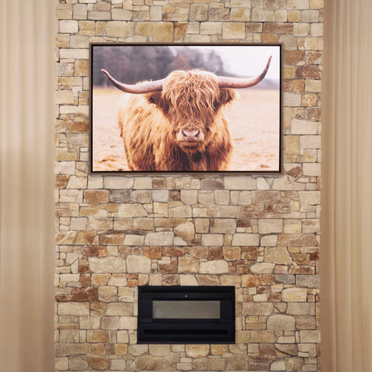 Rustic Meadow Highland Cow Framed Canvas 94x64