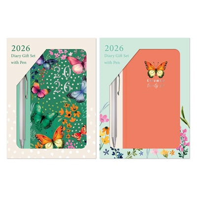 Gift Set Diary Slim WTV with Pen Butterfly