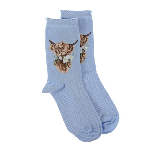 Wrendale 'Daisy Coo' highland cow socks