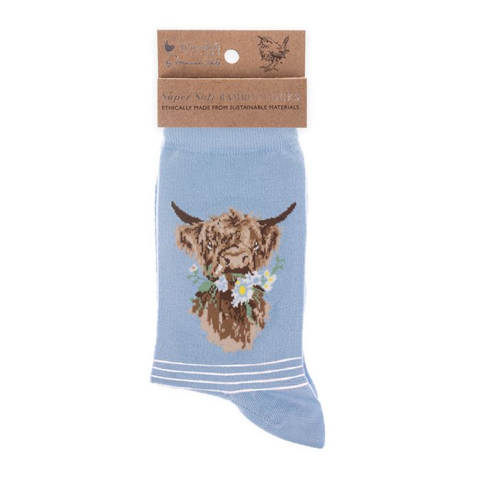 Wrendale 'Daisy Coo' highland cow socks