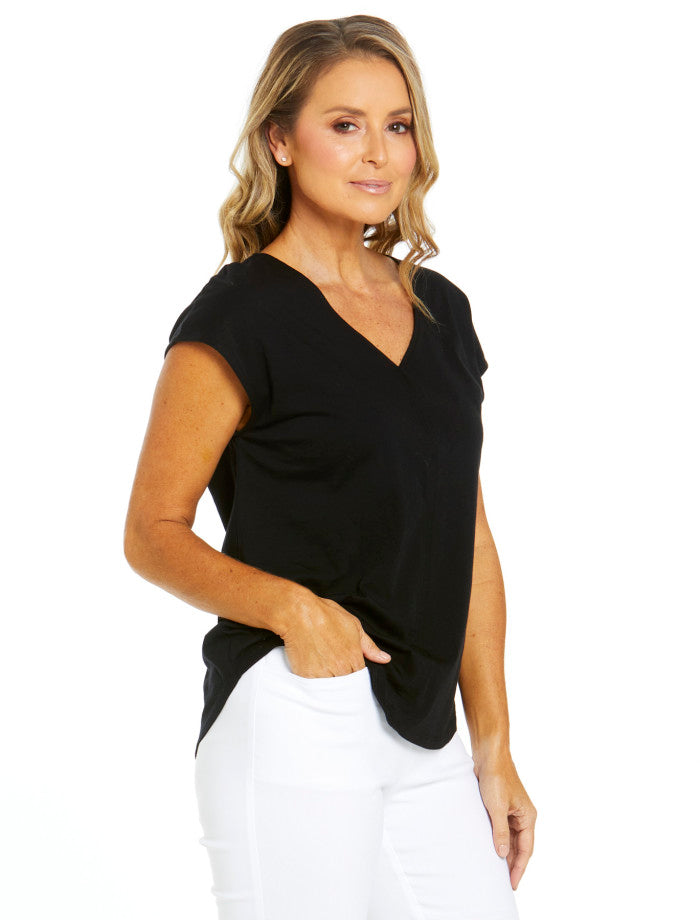 Summer V-Neck Tee | Black