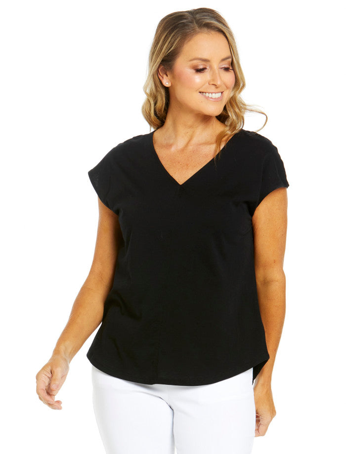 Summer V-Neck Tee | Black