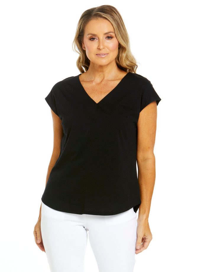 Summer V-Neck Tee | Black