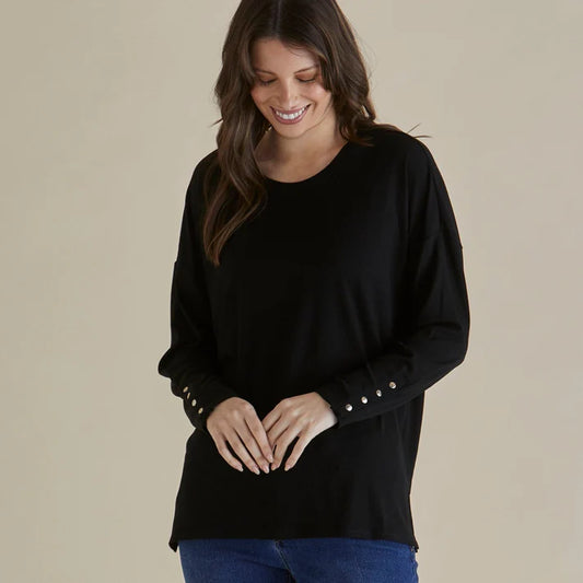 Hendrix Ribbed Long Sleeve Tee | Black