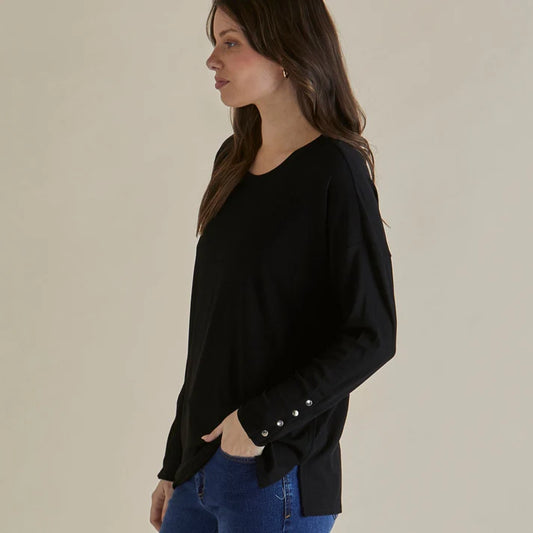 Hendrix Ribbed Long Sleeve Tee | Black