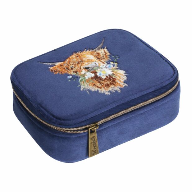 'Daisy Coo' Highland Cow Embroidered Accessory Case