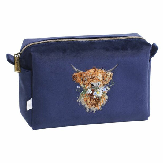 'Daisy Coo' Highland Cow Embroidered Make Up Bag
