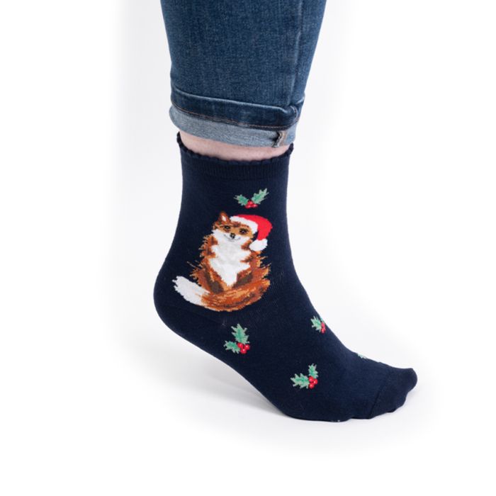 Wrendale 'Festive Fox' Fox Socks