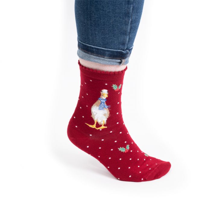 Wrendale 'Christmas Scarves' duck socks