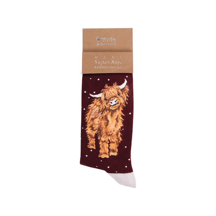 'A Highland Christmas' Highland Cow Men's Christmas Socks