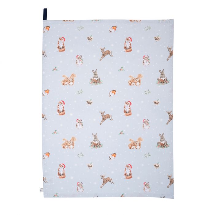 Wrendale Christmas 'Winter Woodland' Woodland Animal Tea Towel